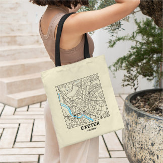 Exeter, Devon Stad Kaart Boodschappentas Tote Bag