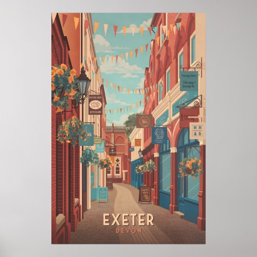Exeter Devon Travel Poster (Voorkant)