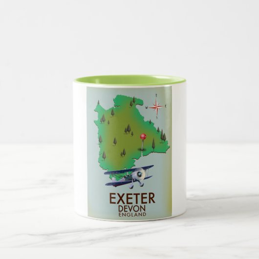 Exeter Devon vintage reisposter Tweekleurige Koffiemok (Center)