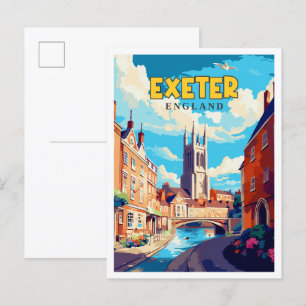 Exeter Engeland vintage reisillustratie Briefkaart