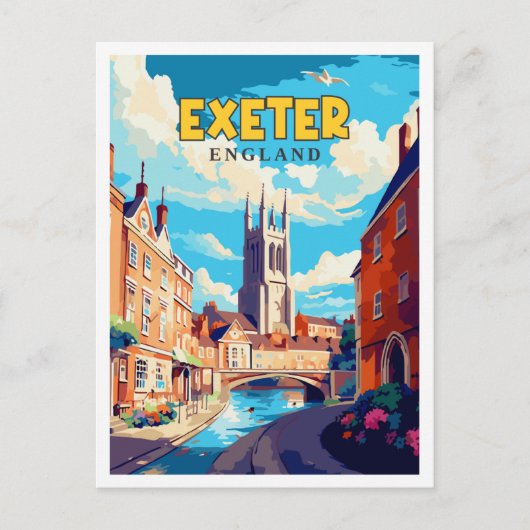 Exeter Engeland vintage reisillustratie Briefkaart (Voorkant)
