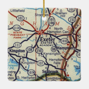 Exeter NH  Map Keramisch Ornament