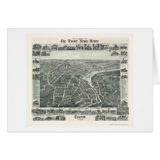 Exeter, NH Panoramic Map - 1896 (Voorkant Horizontaal)