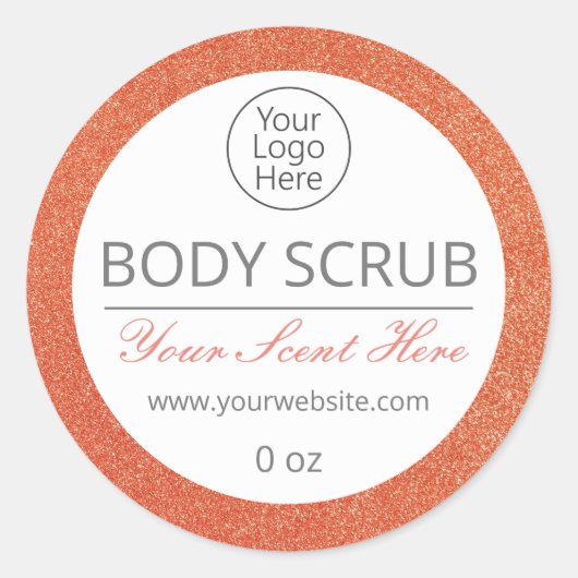 Exfoliating Scrub Roos Gouden Glitter Labels Logo (Voorkant)