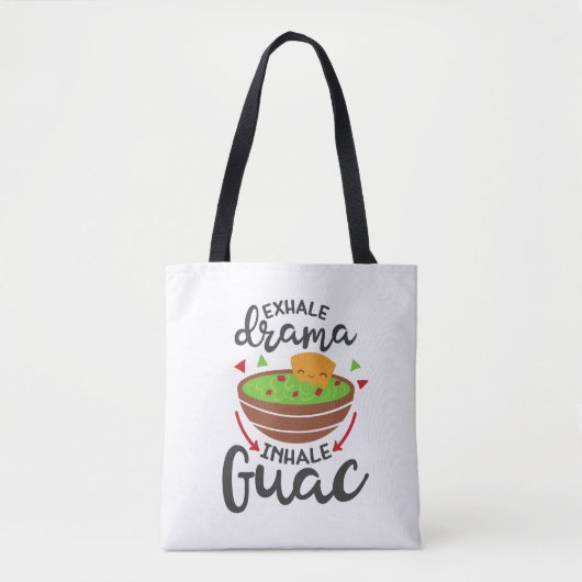 Exhale Drama Inhale Guac Funny Fiesta Beach Tote Bag (Voorkant)