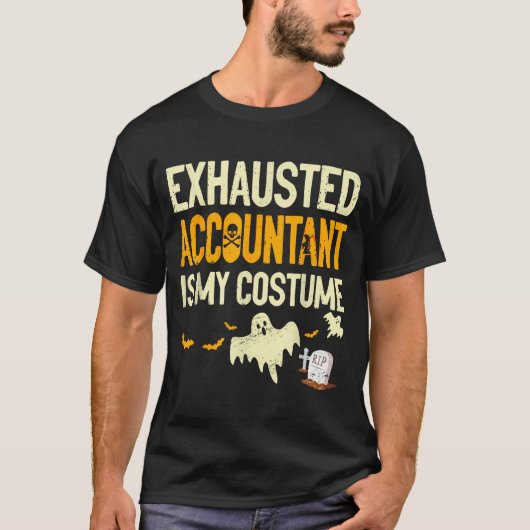 Exhausted Accountant Cpa Halloween Funny Accountan T-shirt (Voorkant)