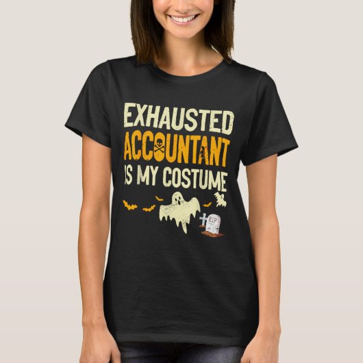 Exhausted Accountant Cpa Halloween Funny Accountan T-shirt (Voorkant)