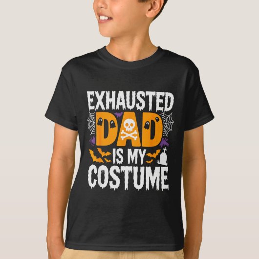Exhausted Dad Is My Costume Shirt Men Halloween Co (Voorkant)