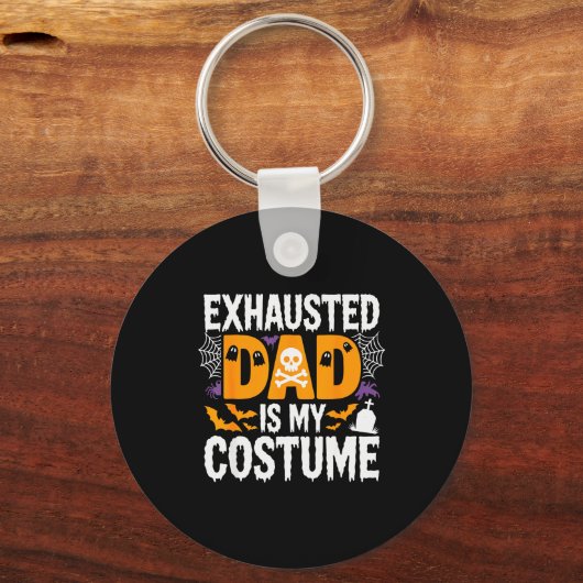 Exhausted Dad Is My Costume Shirt Men Halloween Co Sleutelhanger (Voorkant)