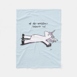 Exhausted Unicorn Fleece Deken