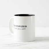 Exhaustipated Funny Definition Tired Life Custom Tweekleurige Koffiemok (Voorkant links)