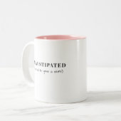 Exhaustipated Funny Definition Tired Life Custom Tweekleurige Koffiemok (Voorkant links)