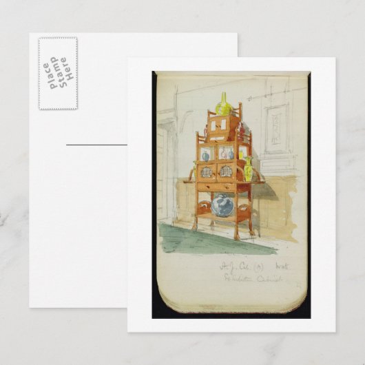 Exhibition Cabinet, c.1860s-70s (m/c & potlood op  Briefkaart (Voorkant / Achterkant)