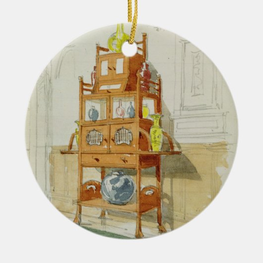 Exhibition Cabinet, c.1860s-70s (m/c & potlood op  Keramisch Ornament (Voorkant)