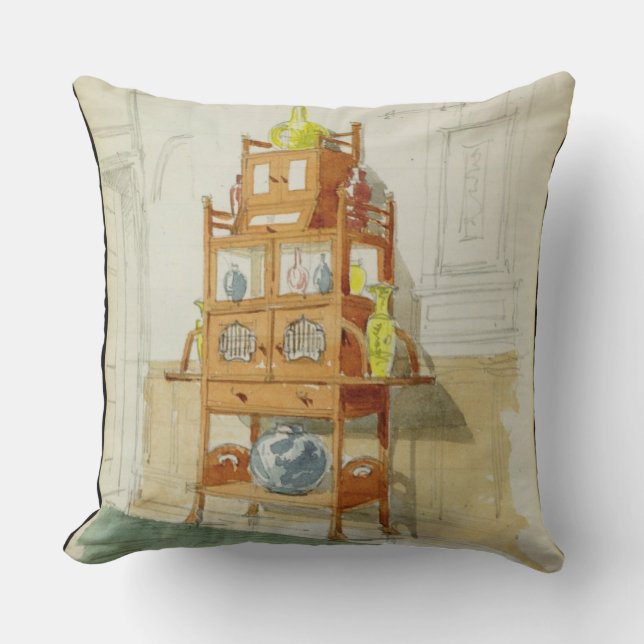 Exhibition Cabinet, c.1860s-70s (m/c & potlood op  Kussen (Voorkant)