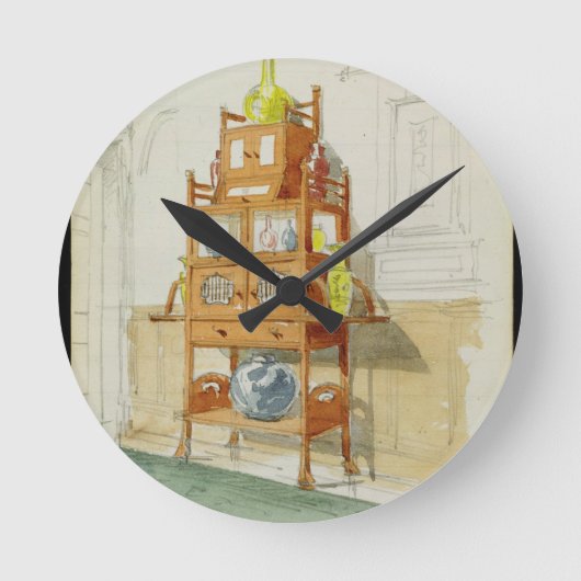 Exhibition Cabinet, c.1860s-70s (m/c & potlood op  Ronde Klok (Voorkant)