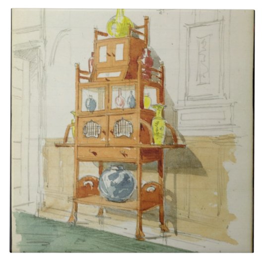 Exhibition Cabinet, c.1860s-70s (m/c & potlood op  Tegeltje (Voorkant)