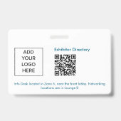 Exhibitor Name Badge QR Black White Custom Logo ID (Achterkant)
