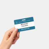 Exhibitor Name Badge QR Black White Custom Logo ID (Handheld)