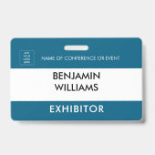 Exhibitor Name Badge QR Black White Custom Logo ID (Voorzijde)