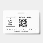 Exhibitor Name Badge QR Black White Custom Logo ID (Achterkant)