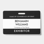 Exhibitor Name Badge QR Black White Logo ID Event (Voorzijde)