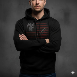 EXIST Schedel Amerikaanse Vlag Zwarte Hoodie