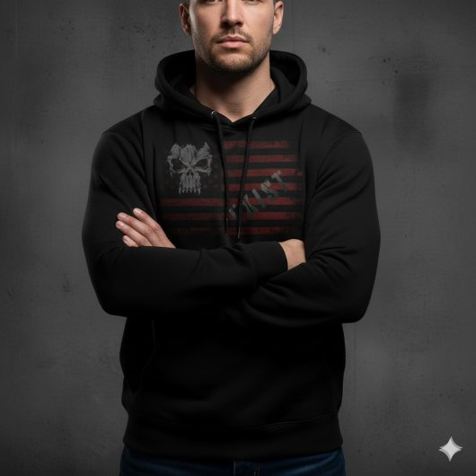 EXIST Schedel Amerikaanse Vlag Zwarte Hoodie