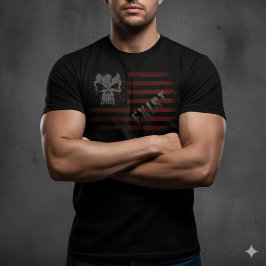 EXIST Schedel Gebroken Amerikaanse Vlag Patriottis T-shirt