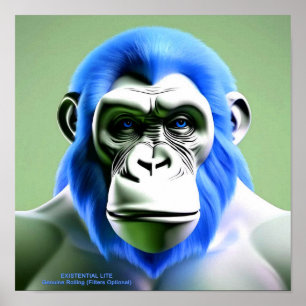 EXISTENTIAL LITE Ape Blue Poster