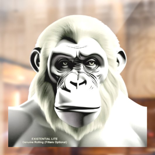 EXISTENTIAL LITE Ape ECRU Transparant Raamsticker (Vel 2)