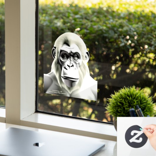 EXISTENTIAL LITE Ape ECRU Transparant Raamsticker (Kantoor)