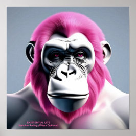 EXISTENTIAL LITE Ape Pink Poster