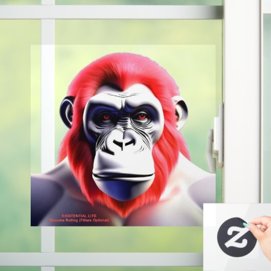 EXISTENTIAL LITE Ape Red Transparant Raamsticker (Huis)