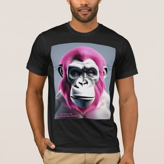 EXISTENTIAL LITE Ape Roze Unisex T-shirt (Voorkant)