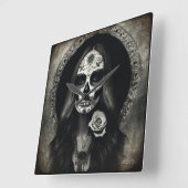 EXISTENTIAL LITE Femme Schedelportret 2 Vierkante Klok (Hoek)