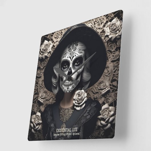 EXISTENTIAL LITE  Femme Schedelportret 3b Vierkante Klok (Hoek)