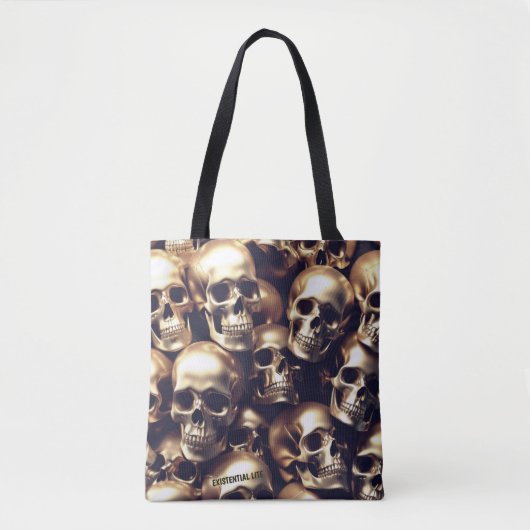 EXISTENTIAL LITE Gold Skulls-Tas Tote Bag (Voorkant)