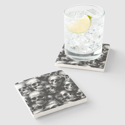 EXISTENTIAL LITE Silver Skulls Watch Stenen Onderzetter (Zijkant)