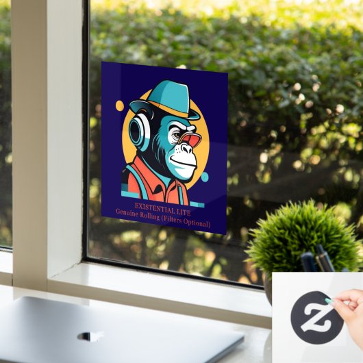 EXISTENTIAL LITE Toon Chimp Raamsticker (Kantoor)