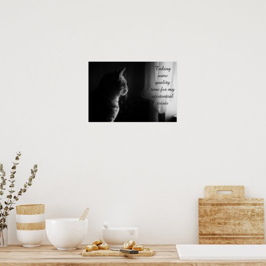 Existentiële crisis Funny Cat Poster (Keuken)