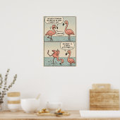 Existentiële flamingo-komiek – Balans is een mythe Poster (Keuken)