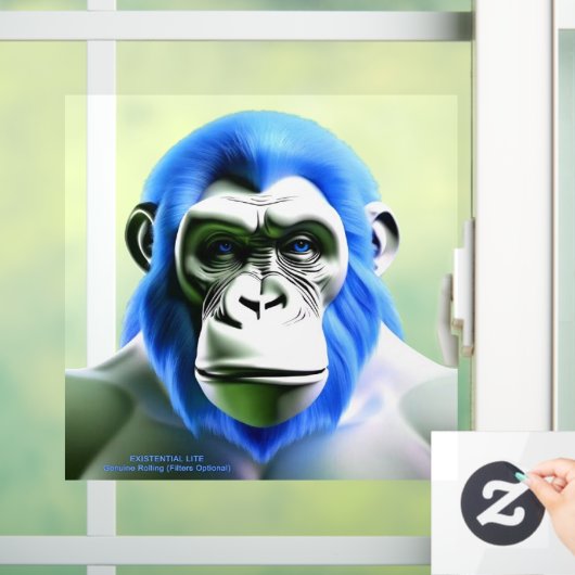 EXISTENTIËLE LITE Aap Blauw Transparante Venster C Raamsticker (Huis)