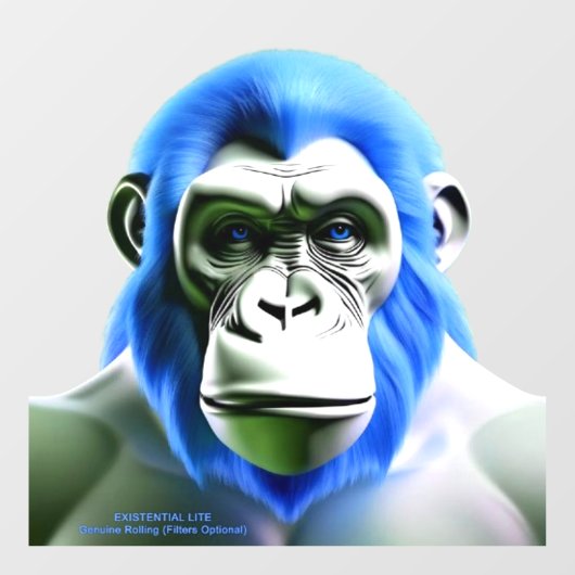 EXISTENTIËLE LITE Aap Blauw Transparante Venster C Raamsticker (Vel)