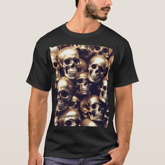 EXISTENTIËLE LITE Gold Skulls T-shirt (Voorkant)