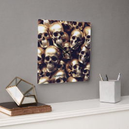 EXISTENTIËLE LITE Gouden Schedels Muur Klok