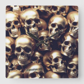 EXISTENTIËLE LITE Gouden Schedels Muur Klok (Voorkant)