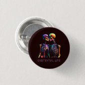 EXISTENTIËLE LITE Kissing Skeleton Pin Button Badg (Voorkant /achterkant)