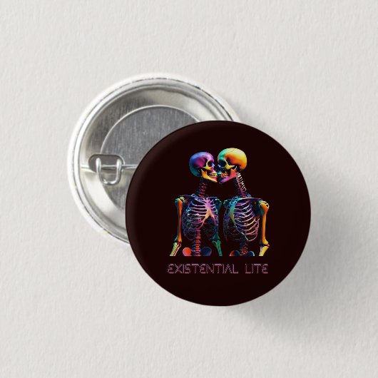 EXISTENTIËLE LITE Kissing Skeleton Pin Button Badg (Voorkant /achterkant)