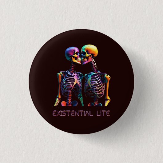 EXISTENTIËLE LITE Kissing Skeleton Pin Button Badg (Voorkant)